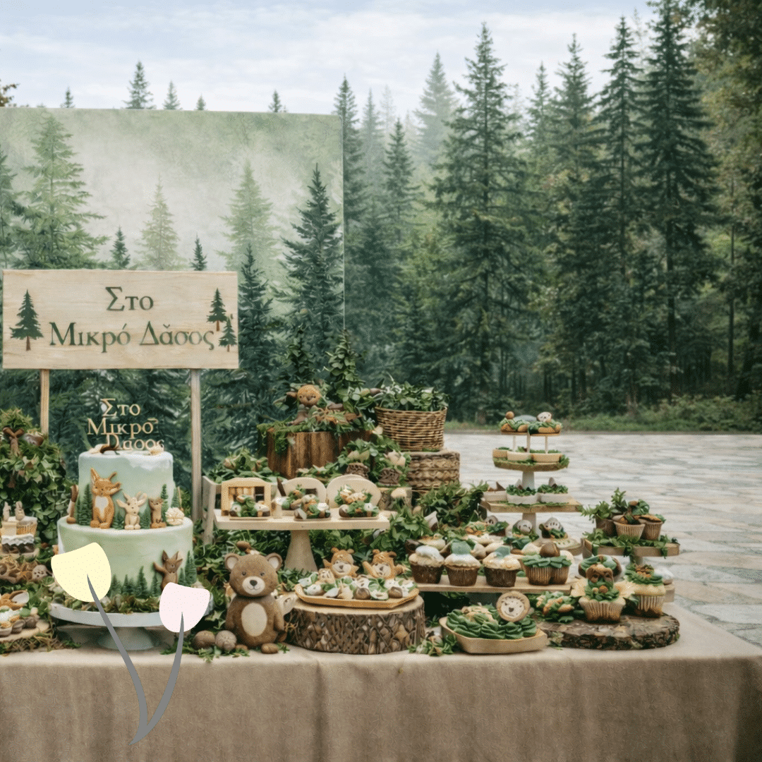 Στολισμός βάπτισης Θεσσαλονίκη Little Forest World Ένας στολισμός που μεταφέρει τη μαγεία του δάσους
